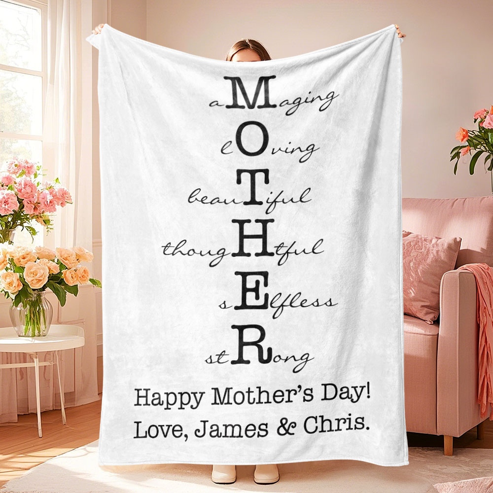 Custom Mother/Grandma Multicolor Blanket Personalized Gift for Mother's Day - auphotoblanket