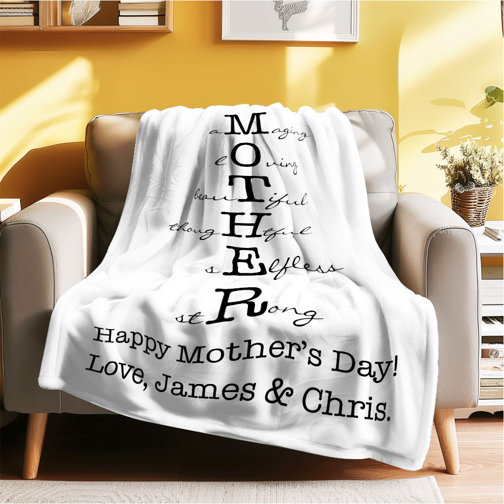 Custom Mother/Grandma Multicolor Blanket Personalized Gift for Mother's Day - auphotoblanket