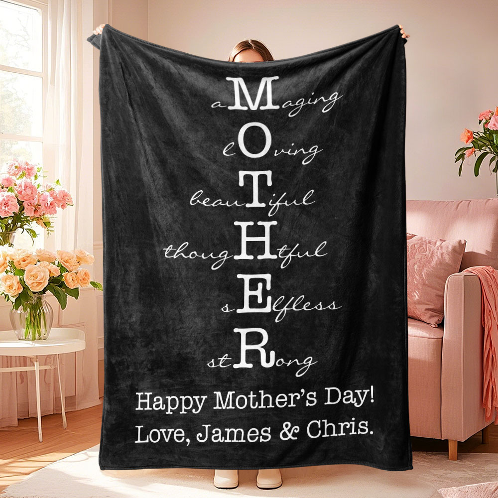 Custom Mother/Grandma Multicolor Blanket Personalized Gift for Mother's Day - auphotoblanket