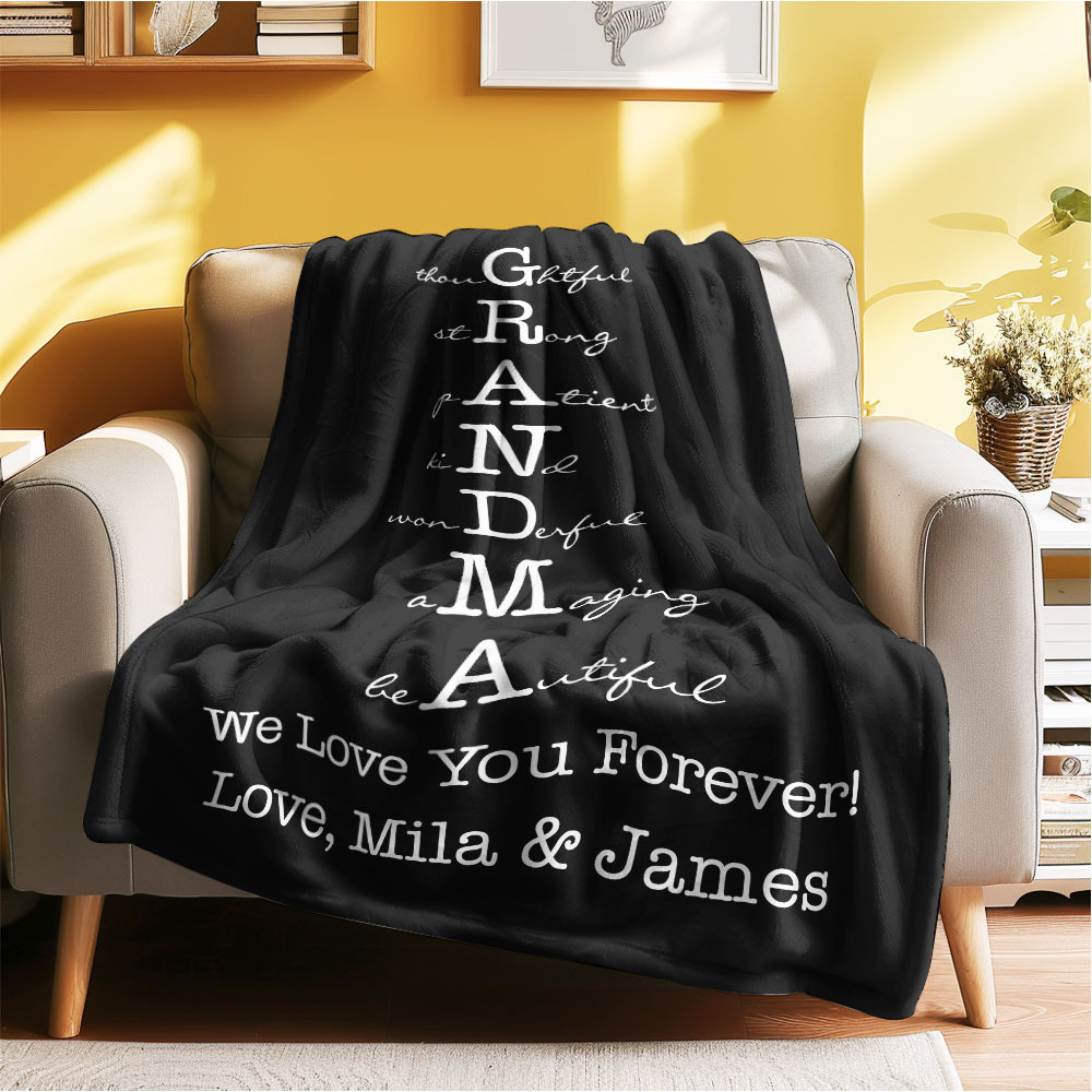 Custom Mother/Grandma Multicolor Blanket Personalized Gift for Mother's Day - auphotoblanket