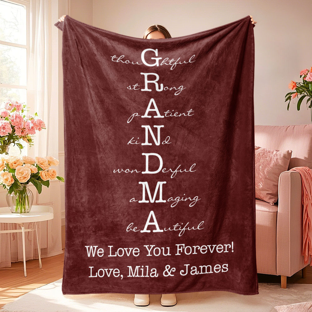 Custom Mother/Grandma Multicolor Blanket Personalized Gift for Mother's Day - auphotoblanket