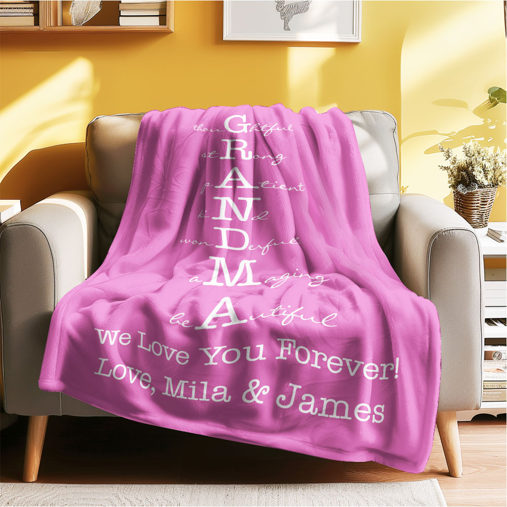 Custom Mother/Grandma Multicolor Blanket Personalized Gift for Mother's Day - auphotoblanket
