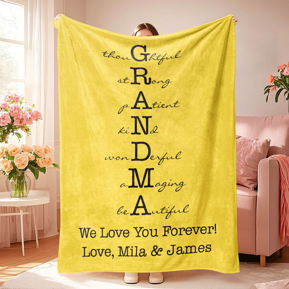 Custom Mother/Grandma Multicolor Blanket Personalized Gift for Mother's Day - auphotoblanket