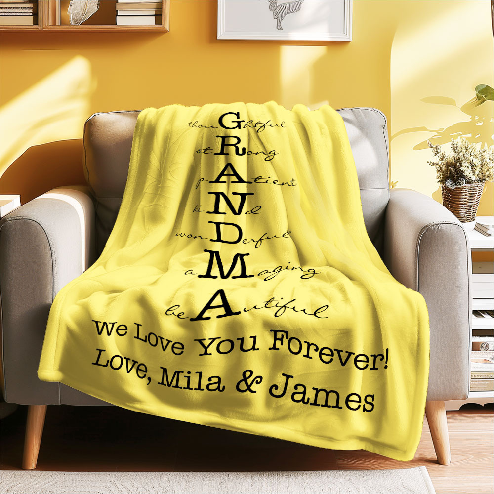 Custom Mother/Grandma Multicolor Blanket Personalized Gift for Mother's Day - auphotoblanket