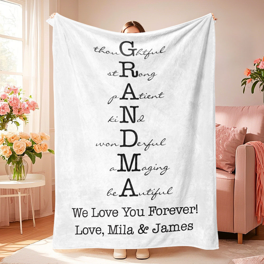 Custom Mother/Grandma Multicolor Blanket Personalized Gift for Mother's Day - auphotoblanket