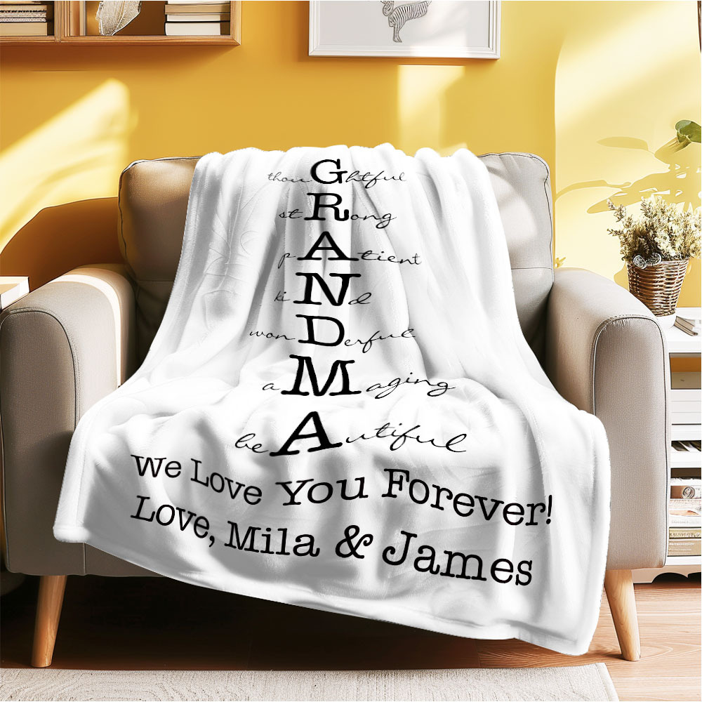Custom Mother/Grandma Multicolor Blanket Personalized Gift for Mother's Day - auphotoblanket