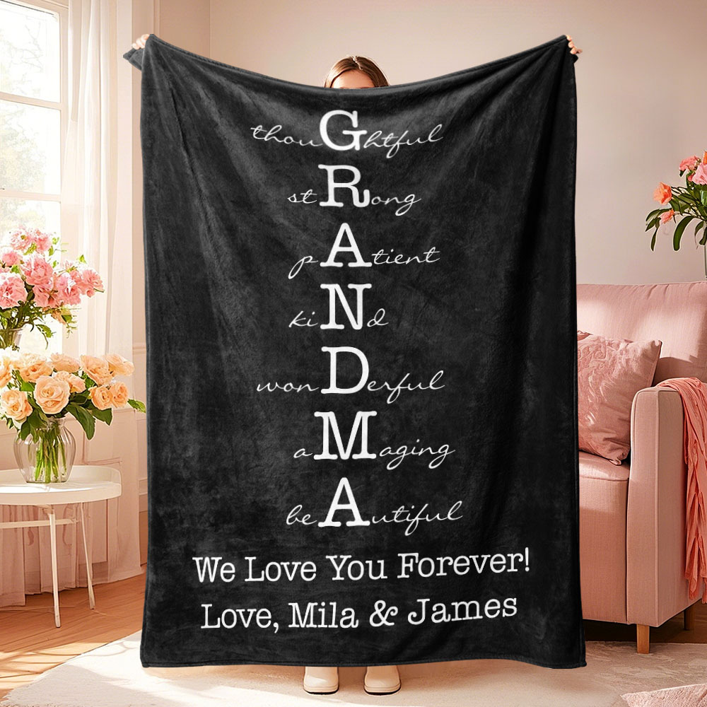 Custom Mother/Grandma Multicolor Blanket Personalized Gift for Mother's Day - auphotoblanket