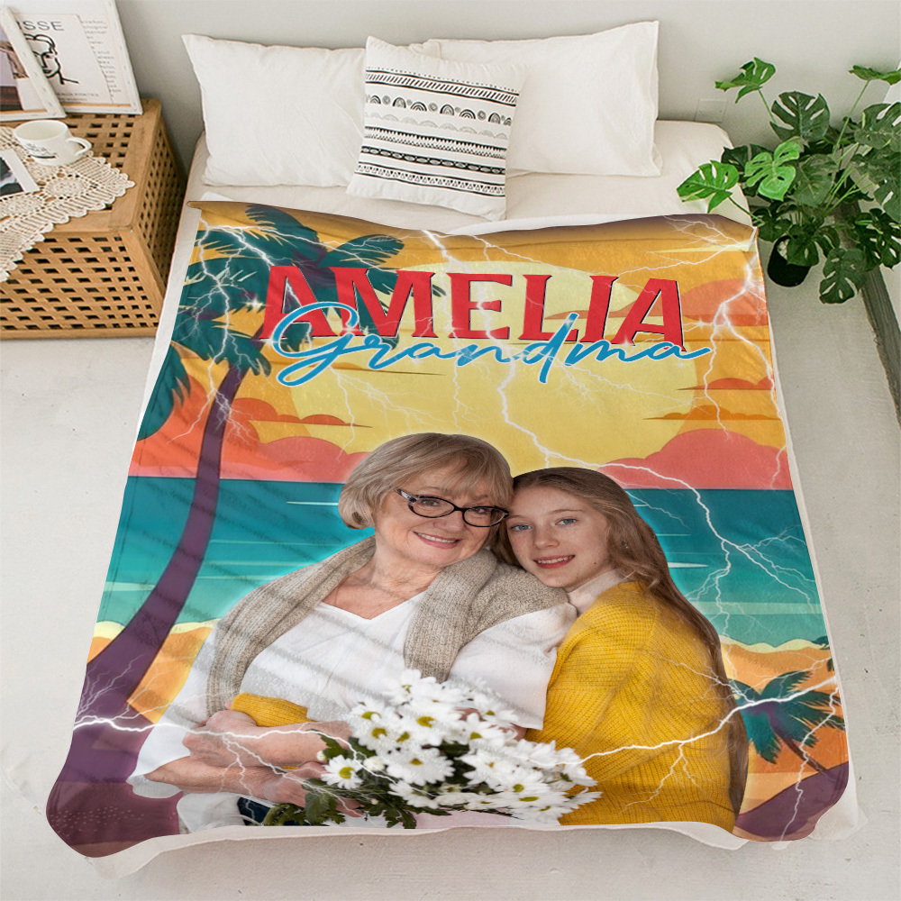 Custom Photo And Add Name With Vintage Style Family Blanket - auphotoblanket