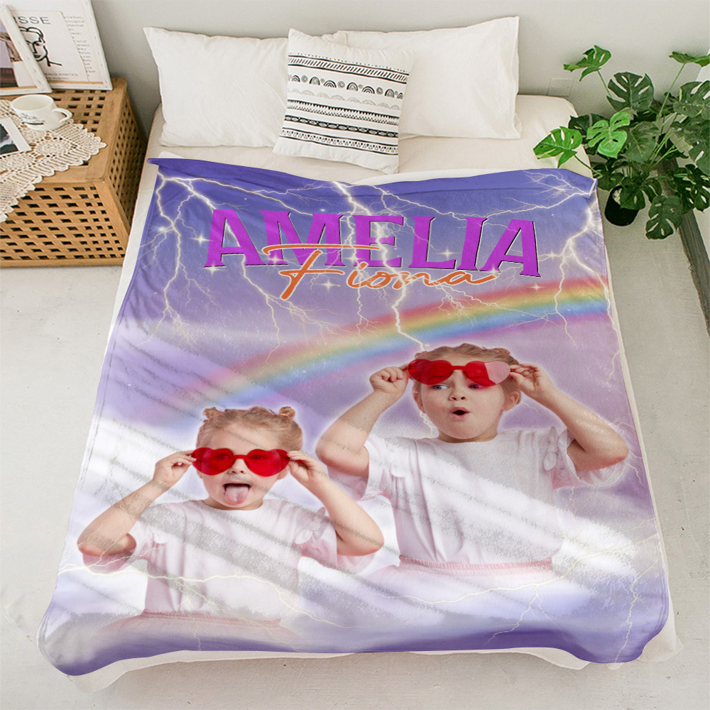 Custom Photo And Add Name With Vintage Style Family Blanket - auphotoblanket