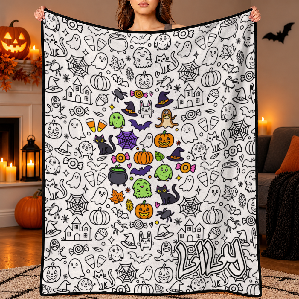 DIY Drawing Blanket (Optional 24-Color Marker Set) Create Your Art Blanket Washable Keepsake Blanket for Kids & Adults - auphotoblanket