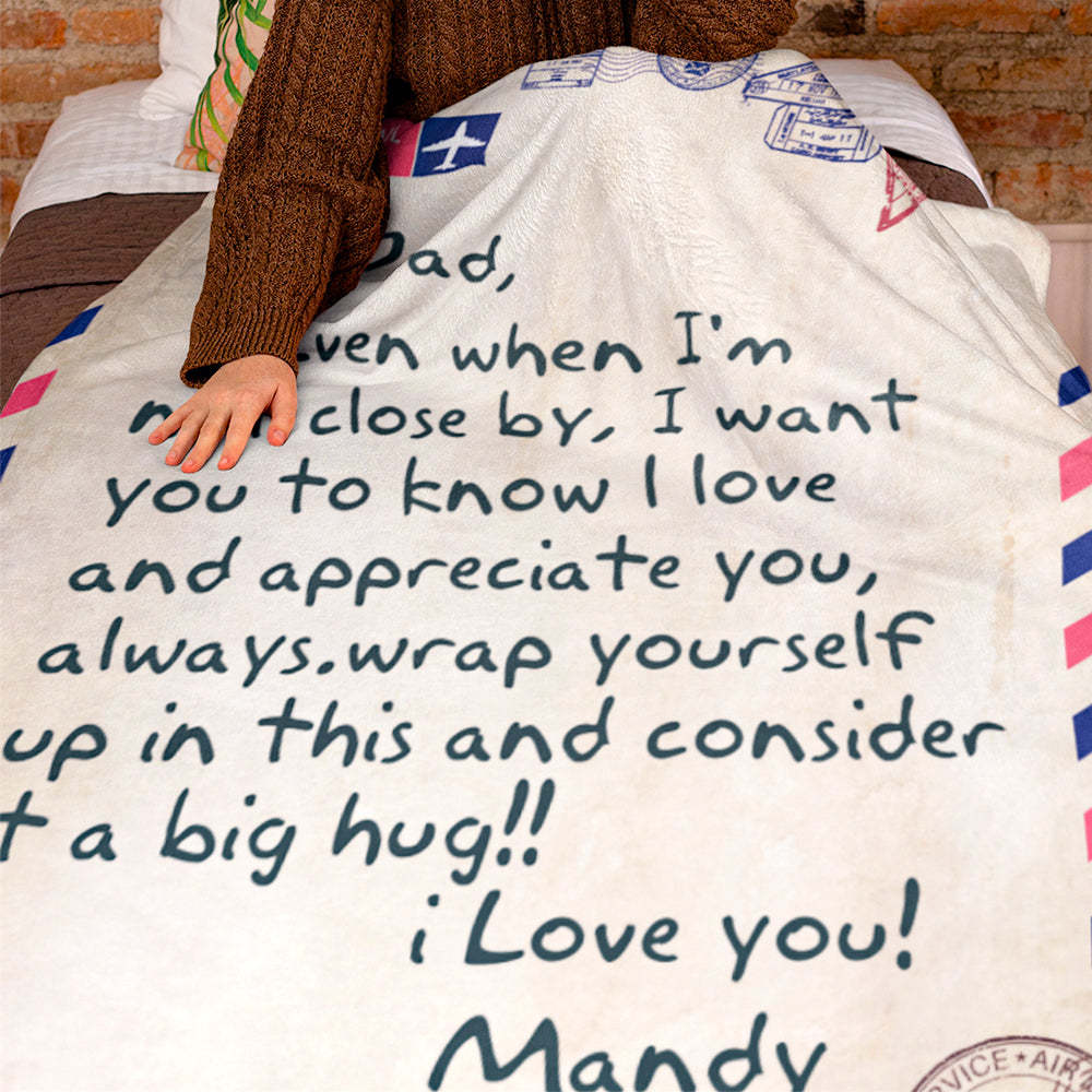 Father's Day Gifts Custom Blanket Personalized Name Blanket Air Mail Letter Blanket - auphotoblanket