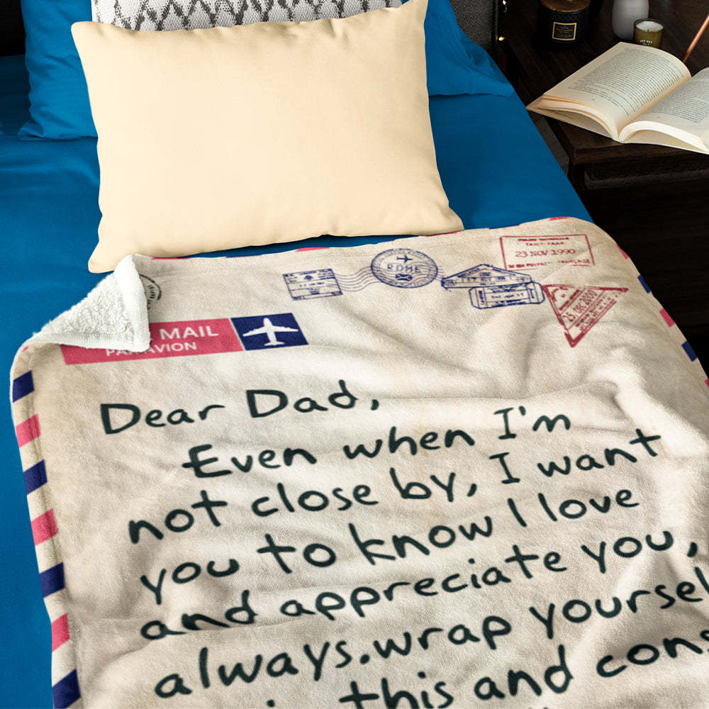 Father's Day Gifts Custom Blanket Personalized Name Blanket Air Mail Letter Blanket - auphotoblanket