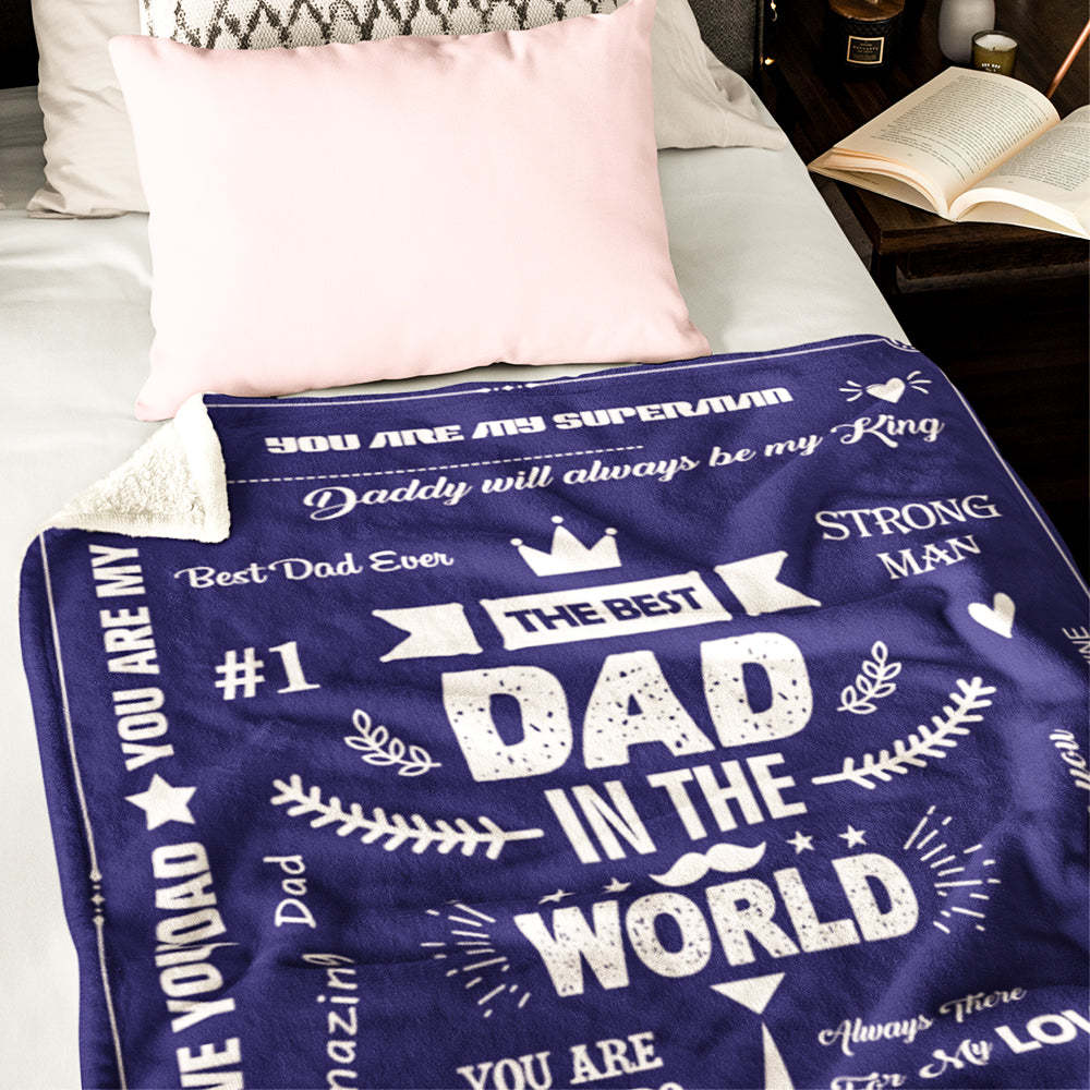 Father's Day Gifts Custom Blanket Best Dad in The World Personalized Name Blanket - auphotoblanket