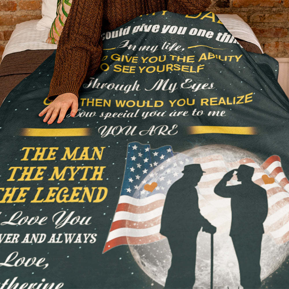 Father's Day Gifts Custom Blanket Blanket to My Dad Personalized Name Blanket - auphotoblanket