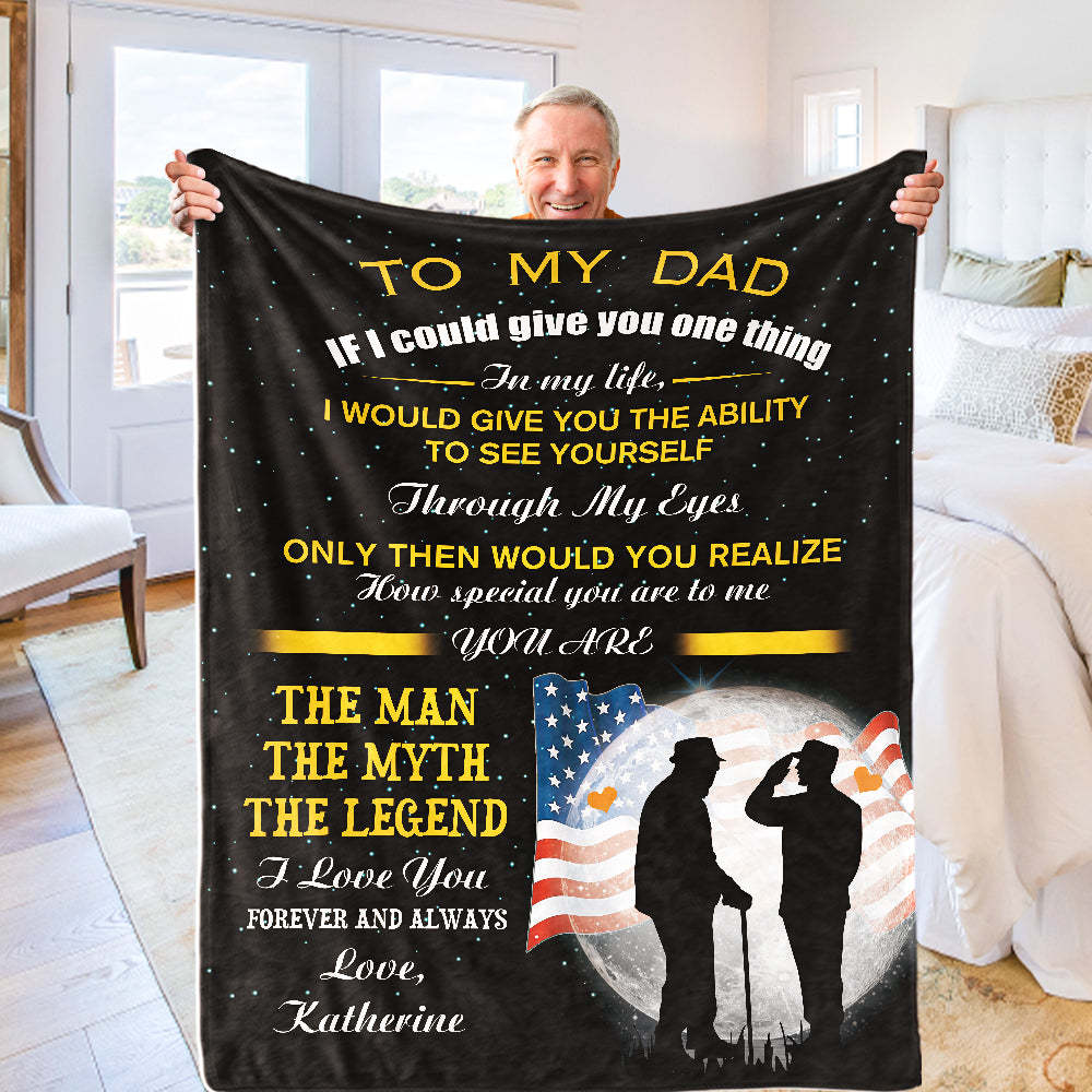 Father's Day Gifts Custom Blanket Blanket to My Dad Personalized Name Blanket - auphotoblanket
