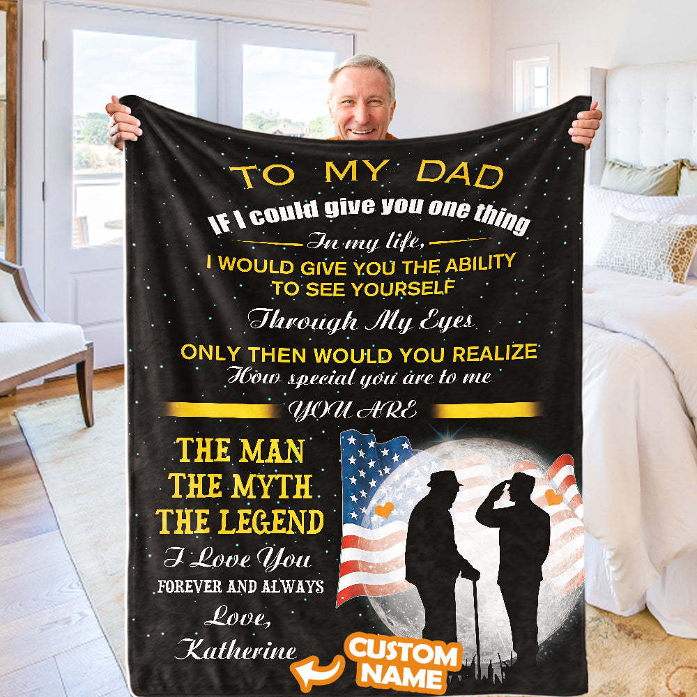 Father's Day Gifts Custom Blanket Blanket to My Dad Personalized Name Blanket - auphotoblanket