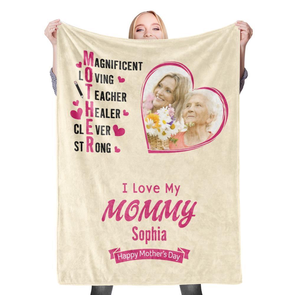 Happy Mother's Day Custom Photo Blanket Mother Blanket Mom Blanket Mother in Law Blanket - Blanket for Mom