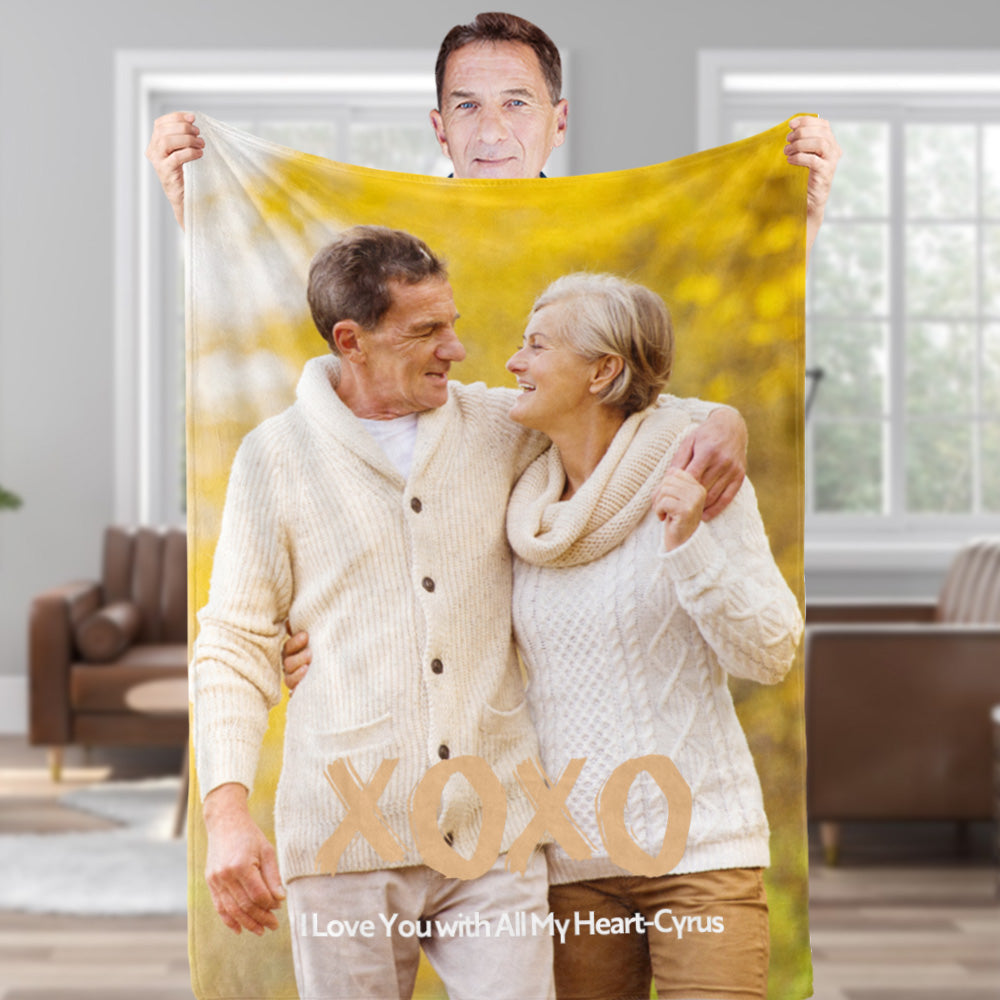 Custom Blankets With Photos And Texts Personalized Seniors Blankets Best Gift For Parents