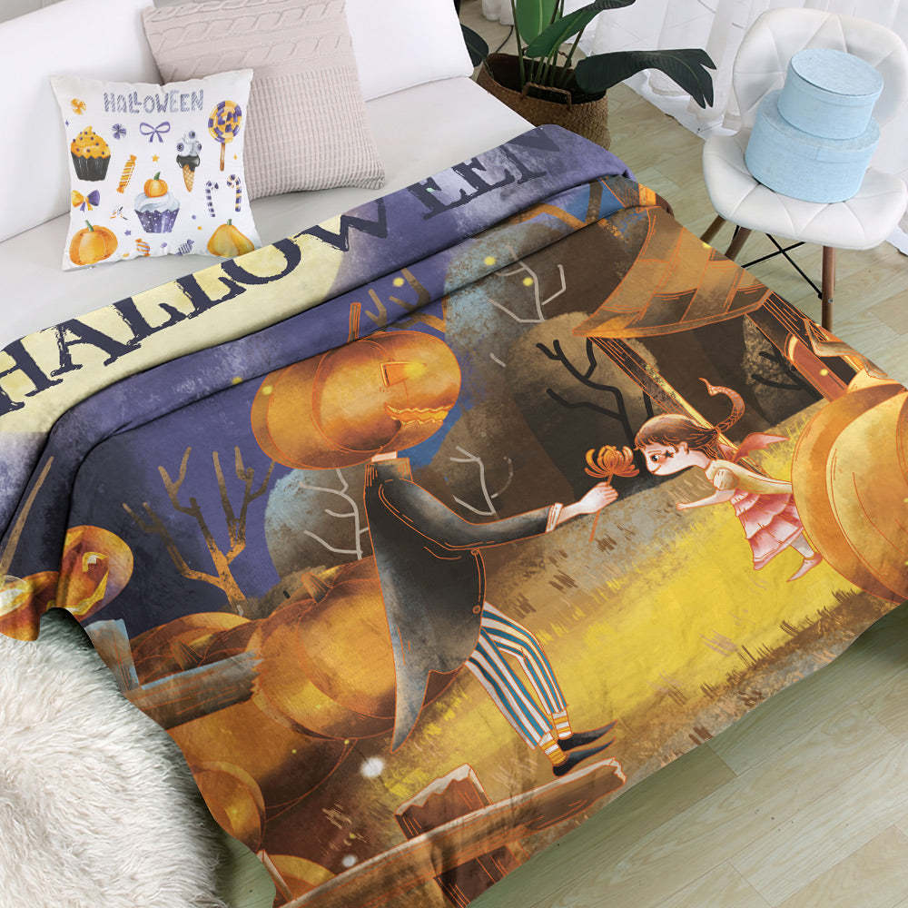 Halloween Gifts Custom Text Blanket Personalized Name Blanket Halloween Decorative Blanket - auphotoblanket