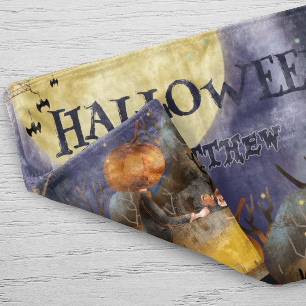 Halloween Gifts Custom Text Blanket Personalized Name Blanket Halloween Decorative Blanket - auphotoblanket