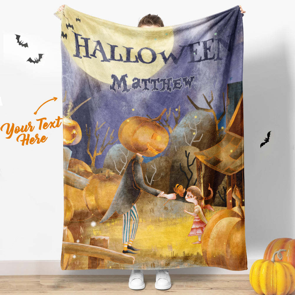 Halloween Gifts Custom Text Blanket Personalized Name Blanket Halloween Decorative Blanket - auphotoblanket