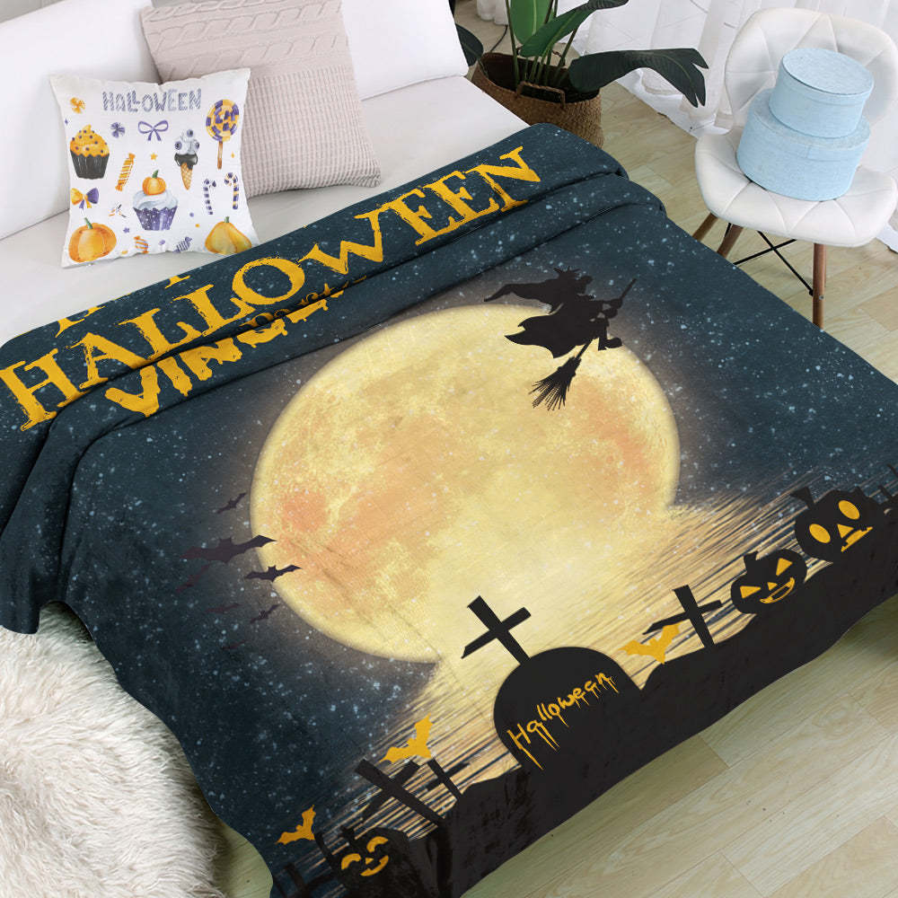 Custom Name Blanket Personalized Text Blanket Halloween Decorative Blanket - auphotoblanket