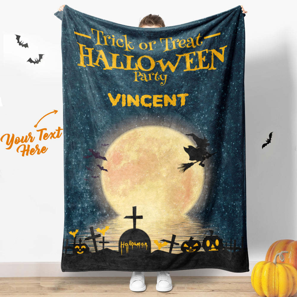 Custom Name Blanket Personalized Text Blanket Halloween Decorative Blanket - auphotoblanket