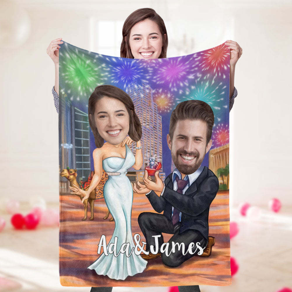 Custom Photo Blanket Personalized Face Blanket Customized Marry Me Blanket Valentine's Day Gifts - auphotoblanket
