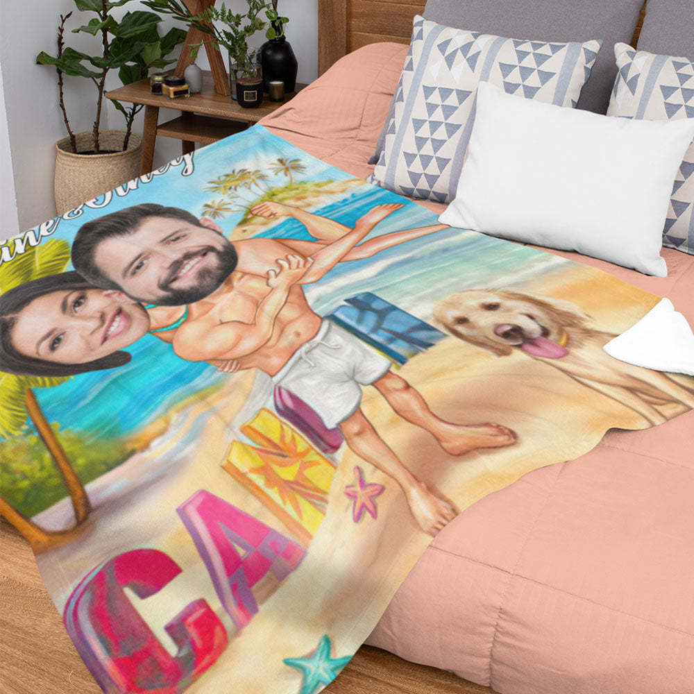 Custom Photo Blanket Personalized Face Blanket Customized Couple Blanket Valentine's Day Gifts - auphotoblanket