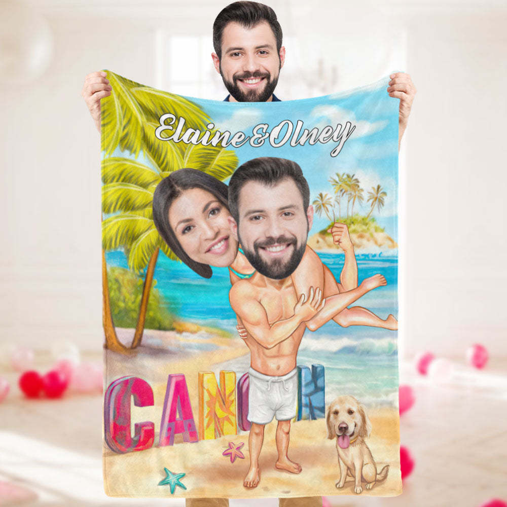 Custom Photo Blanket Personalized Face Blanket Customized Couple Blanket Valentine's Day Gifts - auphotoblanket