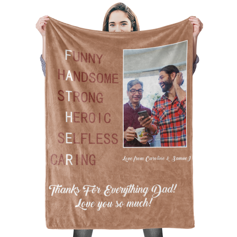 Custom Dad Blanket Personalised Photo Blankets Custom Collage Blankets