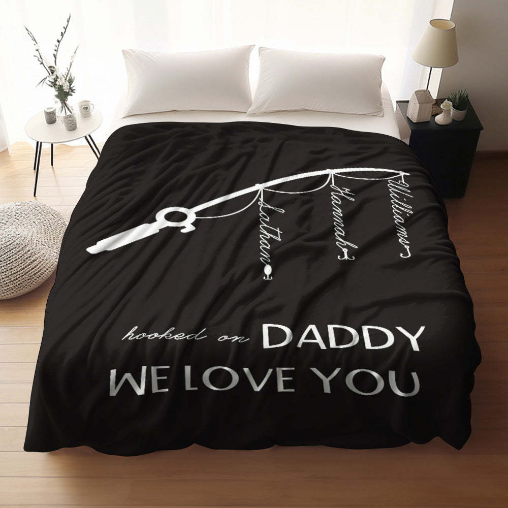 Custom Hooked On Dad Throw Blanket Unique Gift For Father's Day - auphotoblanket