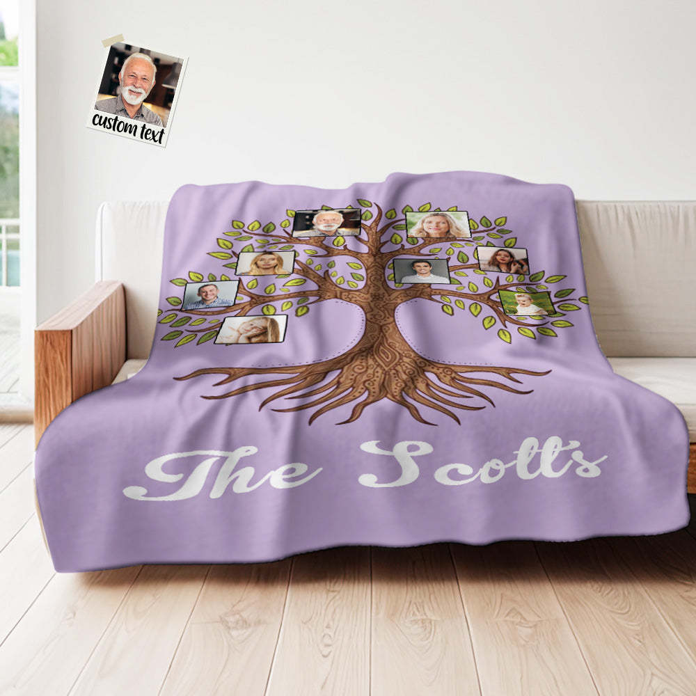 Custom Family Tree Photo Blanket Housewarming Gift For Loved One - auphotoblanket