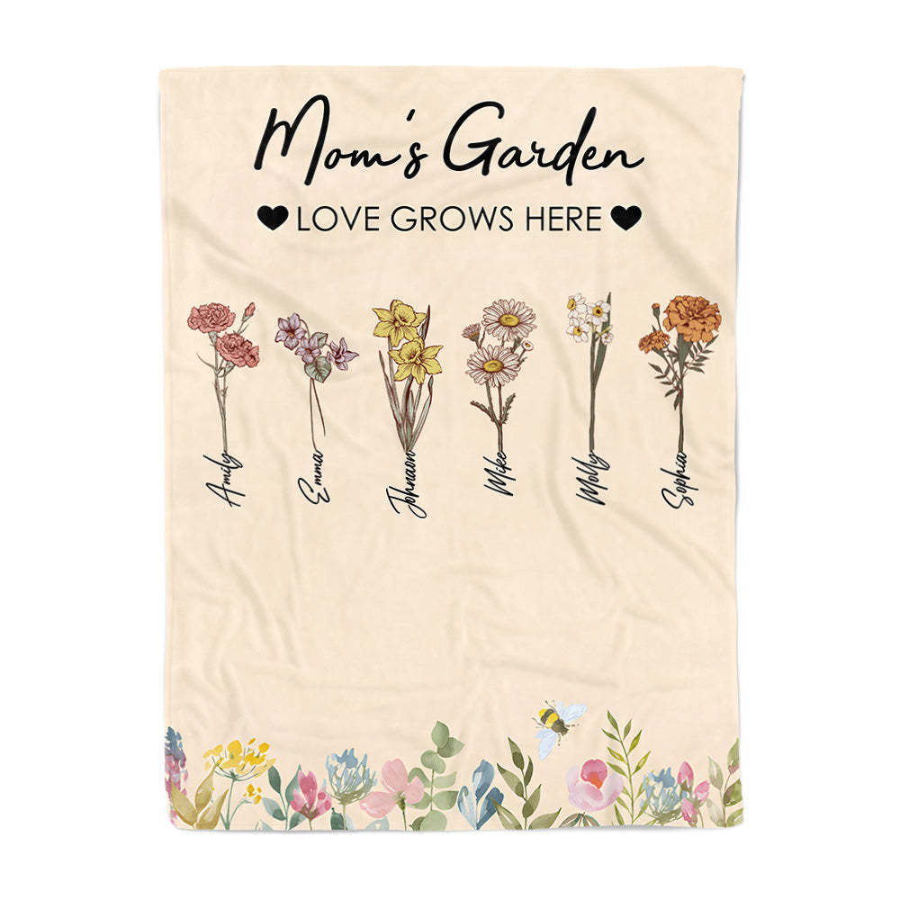 Custom Birthday Flower Blanket Personalized Name Blanket Unique Gift - auphotoblanket