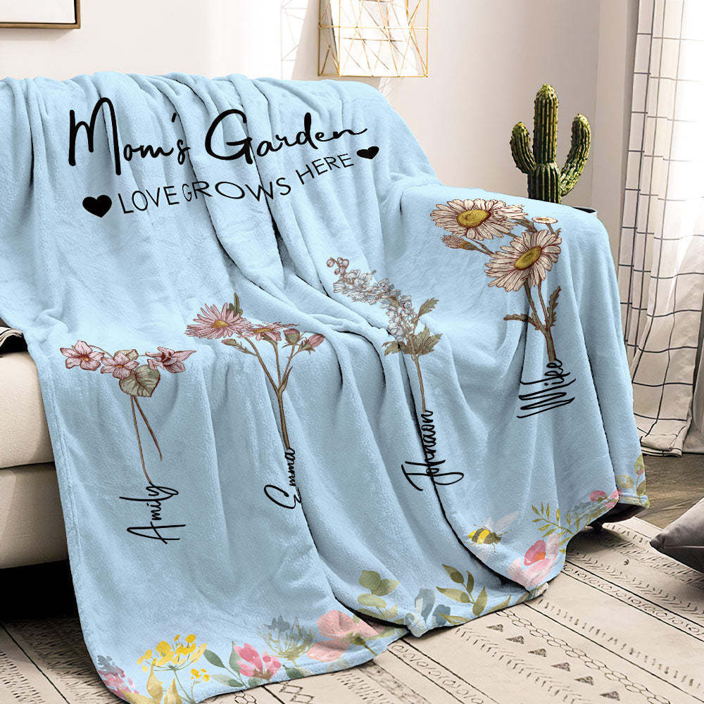 Custom Birthday Flower Blanket Personalized Name Blanket Unique Gift - auphotoblanket