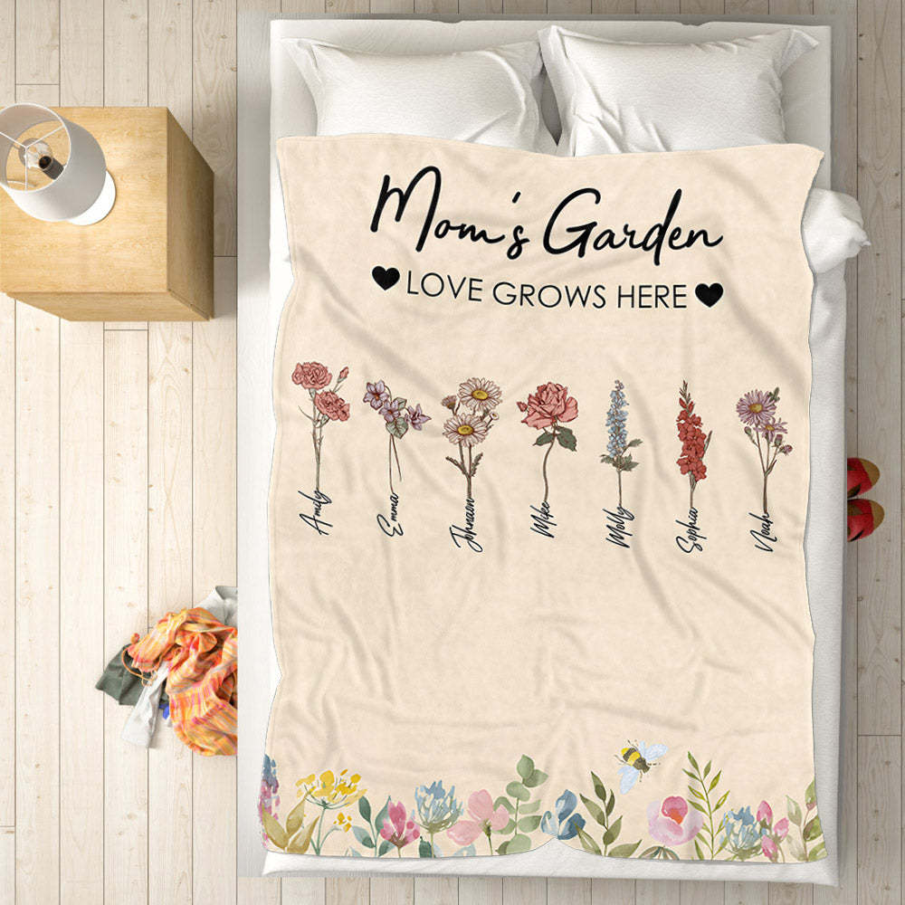 Custom Birthday Flower Blanket Personalized Name Blanket Unique Gift - auphotoblanket