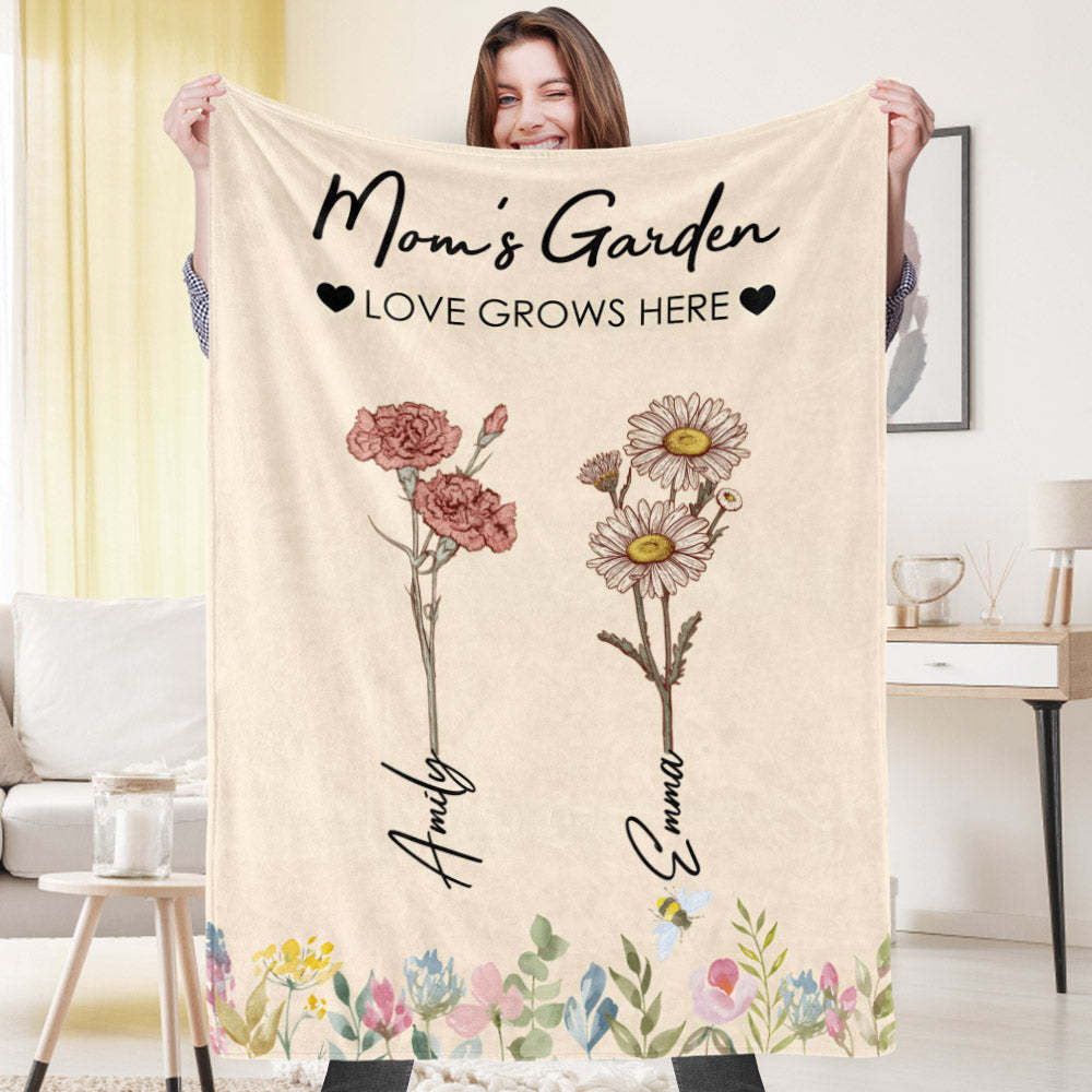 Custom Birthday Flower Blanket Personalized Name Blanket Unique Gift - auphotoblanket