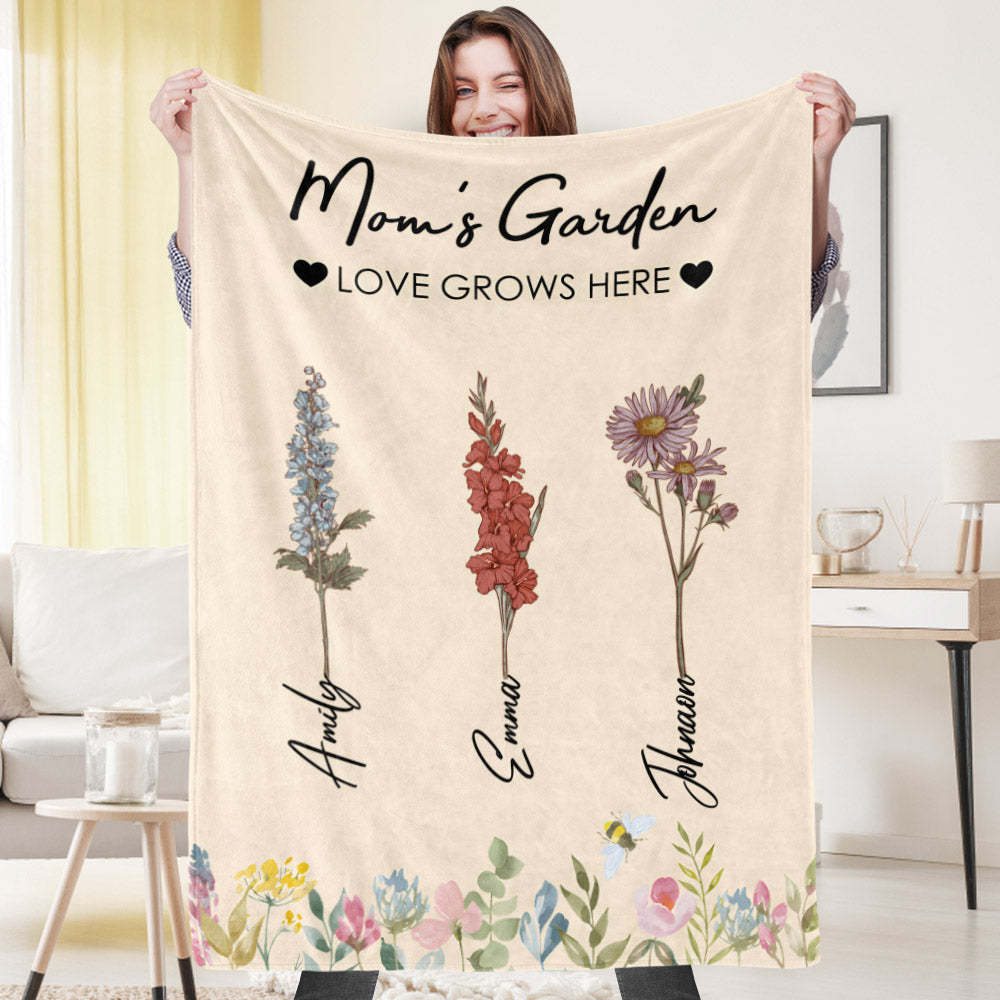 Custom Birthday Flower Blanket Personalized Name Blanket Unique Gift - auphotoblanket