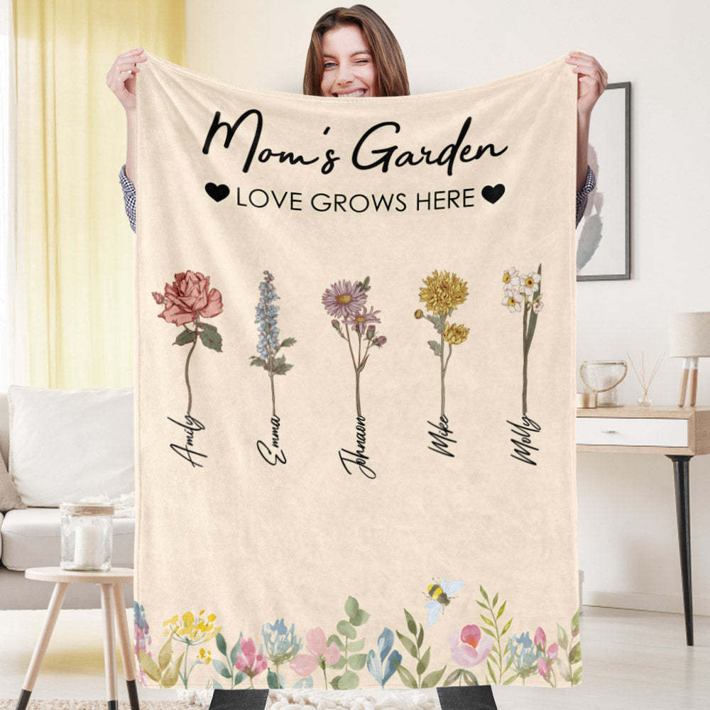 Custom Birthday Flower Blanket Personalized Name Blanket Unique Gift - auphotoblanket