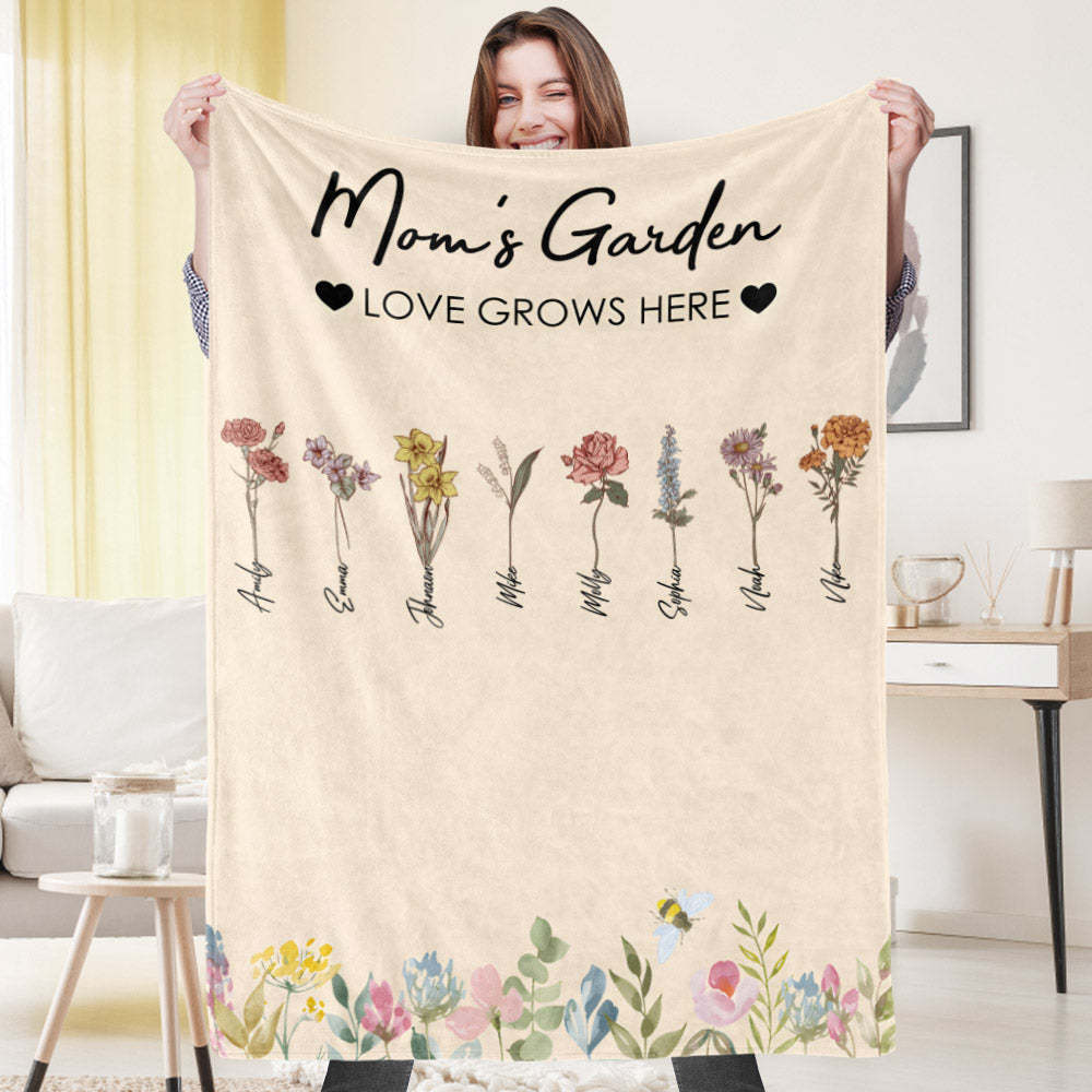 Custom Birthday Flower Blanket Personalized Name Blanket Unique Gift - auphotoblanket