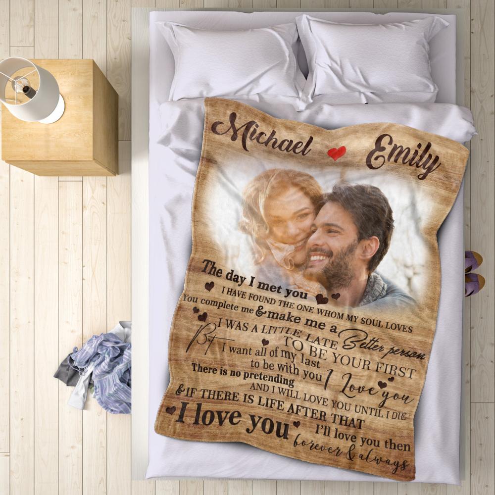 Anniversary Gift Custom Photo Blanket Wall Decor With Couple Name