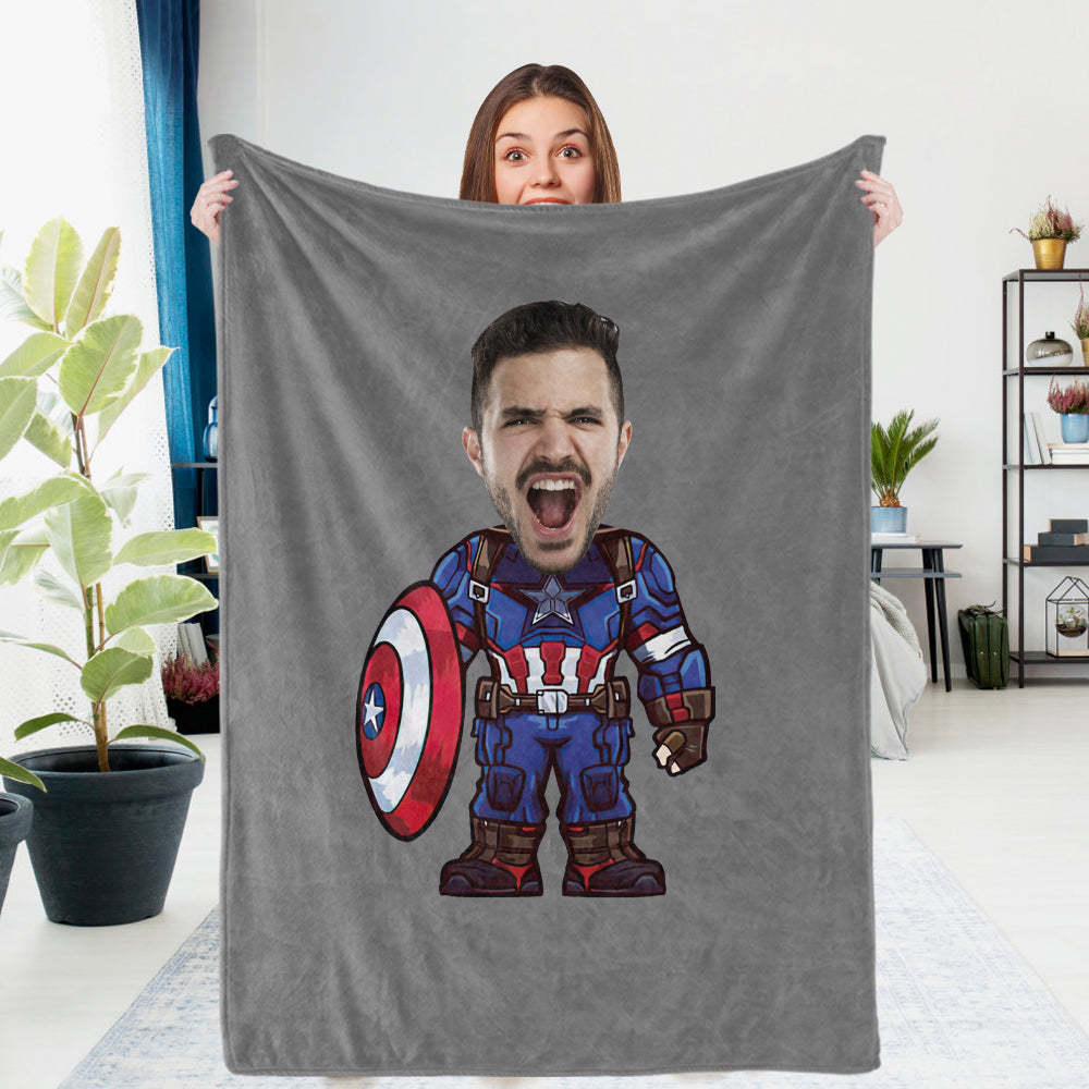 Face Blanket Design Photo Blanket Custom Capitain America Gifts Personalized Photo Gifts Unique Customized Gifts
