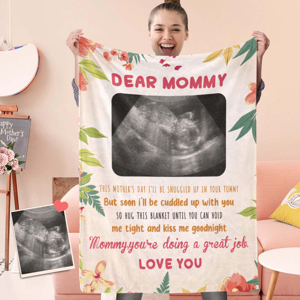 Custom Photo Blanket Personalized Ultrasound Blanket Gift for New Mom