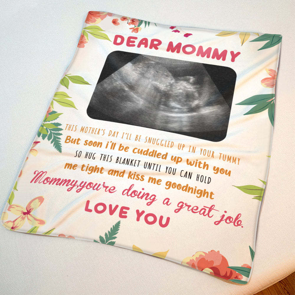Custom Photo Blanket Personalized Ultrasound Blanket Gift for New Mom