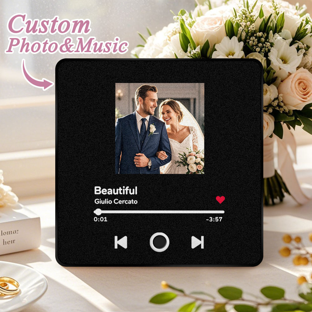 Personalized  Photo Music Fridge Magnet Christmas Gifts for Lovers Personalized Music Magnets Can Play Songs Christmas Gift - auphotoblanket