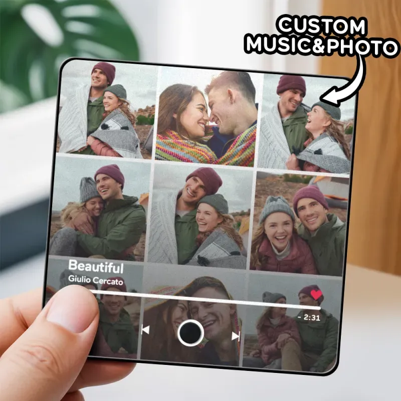 Personalized  Photo Music Fridge Magnet Christmas Gifts for Lovers Personalized Music Magnets Can Play Songs Christmas Gift - auphotoblanket