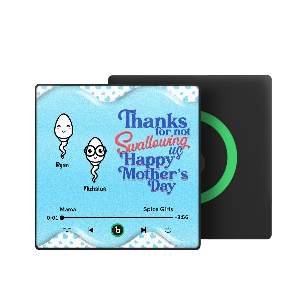 Thanks for not Swallowing Me Personalized Music Fridge Magnet, Funny Mother's Day Gift for Mom, Gift for her - auphotoblanket