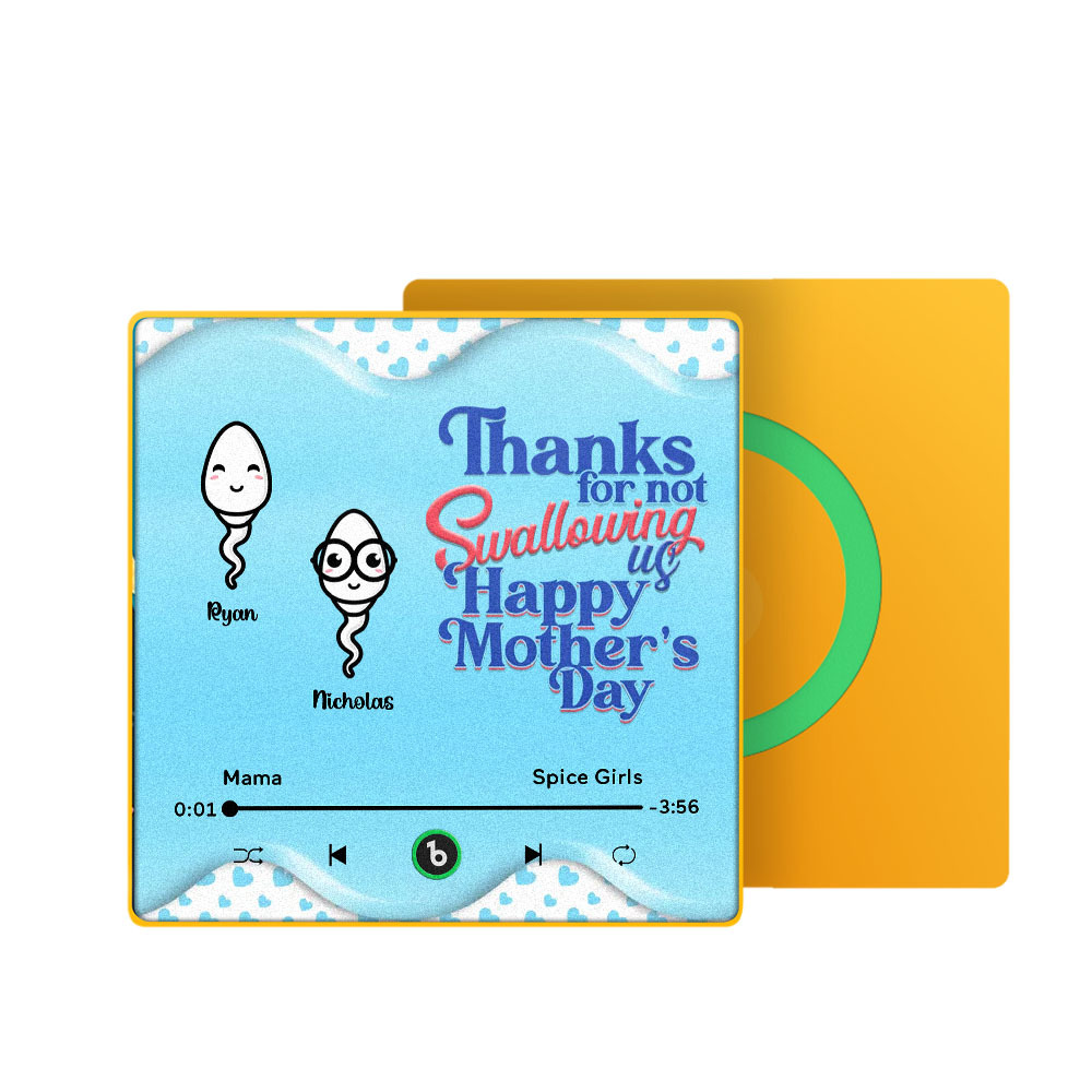 Thanks for not Swallowing Me Personalized Music Fridge Magnet, Funny Mother's Day Gift for Mom, Gift for her - auphotoblanket