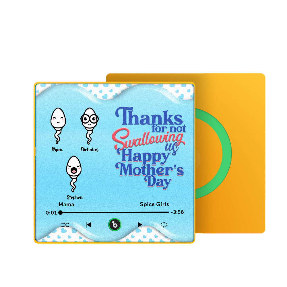 Thanks for not Swallowing Me Personalized Music Fridge Magnet, Funny Mother's Day Gift for Mom, Gift for her - auphotoblanket