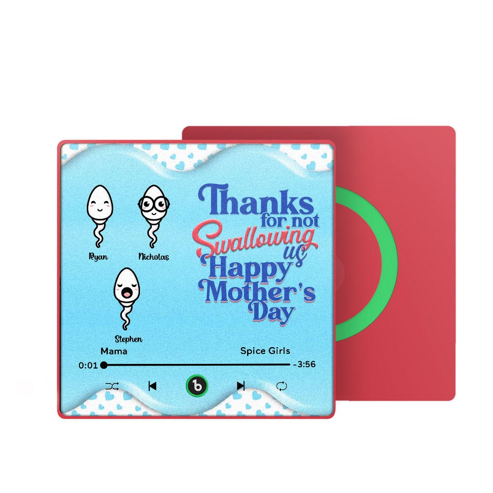 Thanks for not Swallowing Me Personalized Music Fridge Magnet, Funny Mother's Day Gift for Mom, Gift for her - auphotoblanket